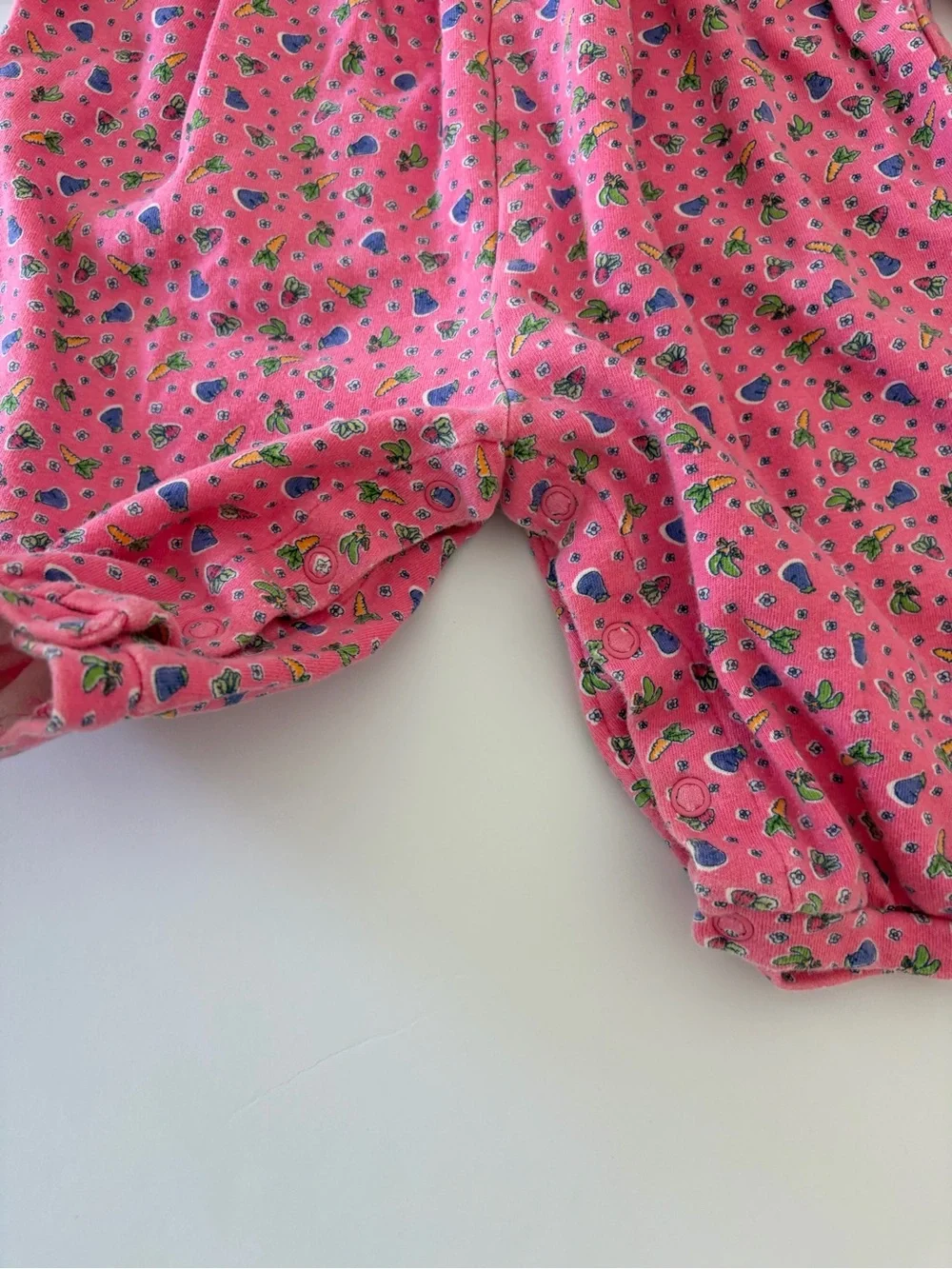 Vintage Carters Pink Garden Print Romper Baby Girl 9 Months 100% Cotton